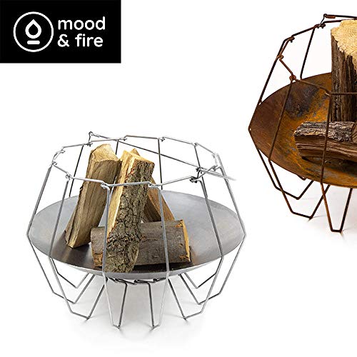 Amagard Brasero de Acero Mood&Fire Low, Cuenco para Fuego Moderno para terraza y jardín, 52x52cm, 37cm Alto