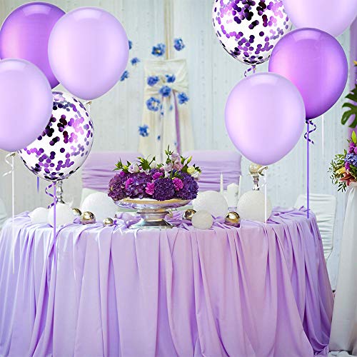 Amasawa 30 Piezas 12 Pulgadas Globo Gigante de Látex Globos de Confeti con La Cinta para Decoración de Fiesta Hawaiana (Morado)
