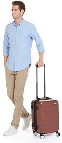 AmazonBasics - Maleta de mano rígida de alta calidad, con ruedas y cerradura TSA incorporada, 55 cm, Rojo