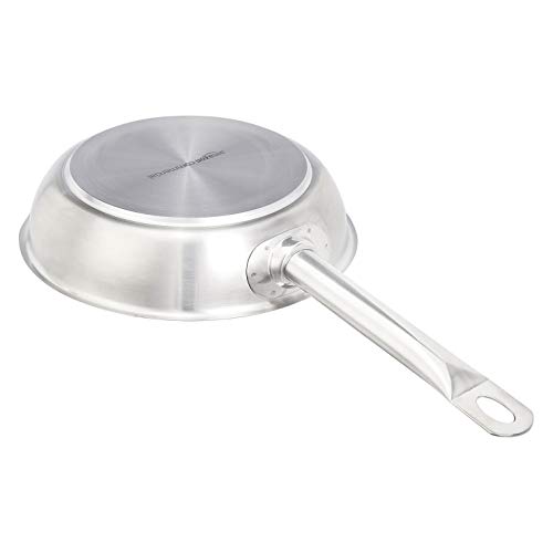AmazonCommercial - Sartén de acero inoxidable con revestimiento de aluminio, 20 cm