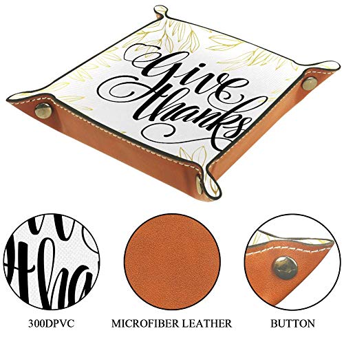 AMEILI - Bandeja de piel decorativa para joyas, diseño de carta, para llaves, teléfono, monedas, relojes, etc., color café