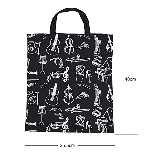 ammoon Dibujos Animados Instrumentos Musicales Patrones Lavables Bolso de Tela de Algodón Música de Asas Grocery Hombro Bolsa de la Compra para Estudiantes Chicas