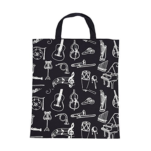 ammoon Dibujos Animados Instrumentos Musicales Patrones Lavables Bolso de Tela de Algodón Música de Asas Grocery Hombro Bolsa de la Compra para Estudiantes Chicas