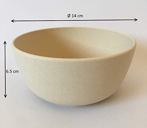 AMTNATURE Set de 4 Piezas Cuencos de bambú con Capacidad de 500 ml. APTO MICROONDAS y APTO LAVAVAJILLAS. Vajilla de bambú para Aperitivos Desayuno Fruta Cereales y Cumpleaños