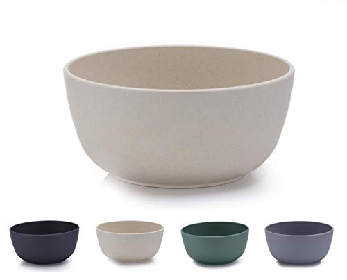 AMTNATURE Set de 4 Piezas Cuencos de bambú con Capacidad de 500 ml. APTO MICROONDAS y APTO LAVAVAJILLAS. Vajilla de bambú para Aperitivos Desayuno Fruta Cereales y Cumpleaños