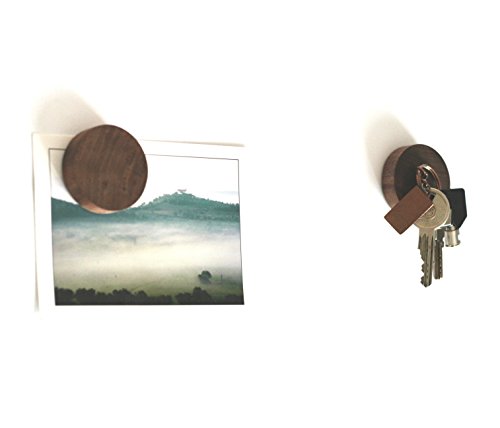 anaan Cimukou Porta Llaves de Pared Magnetico Colgador Llaves Madera Magnético Imán de Nevera Etiqueta Decorativo de Pared 3M Adhesivo Diseño Moderno (Nuez 2X Piezas)