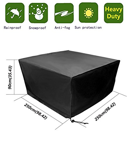 Anderlay Fundas Exterior Jardin Poliéster y PVC Impermeable Fundas Muebles Jardin Negro 250 x 250 x 90CM