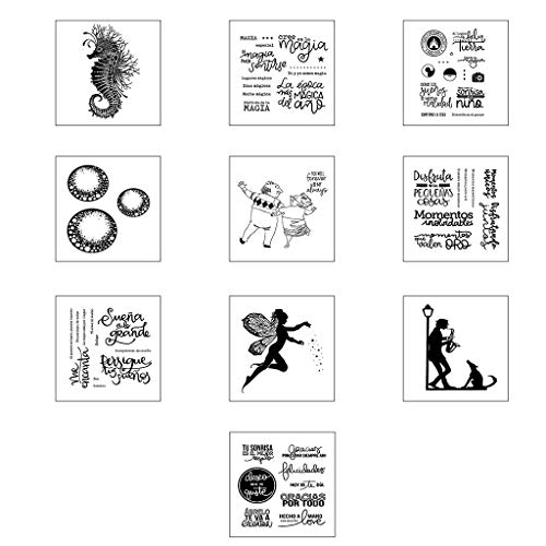 Angelliu - Sellos transparentes para manualidades, letras de silicona, para scrapbooking, gofrado, álbum de fotos, papel decorativo, tarjeta artesanal