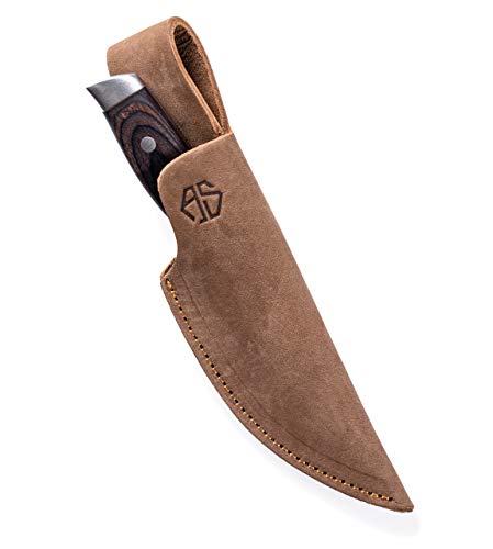 Angus Stoke Funda de Cuchillo de Cuero Caza, el Ocio y la Cocina - Funda de Cuchillo de cinturón de Cuero Extra Grueso - Bolsa de Cuchillos Jack (Medio, Marrón)
