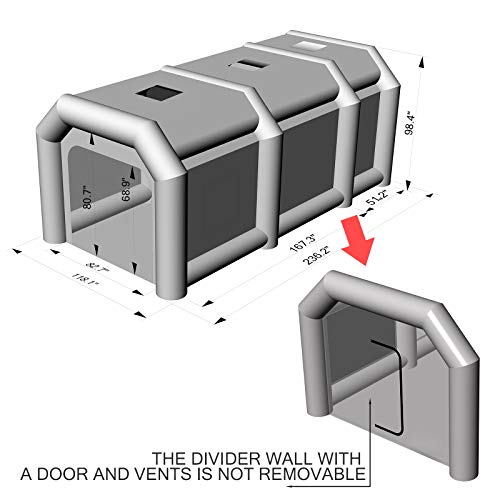 Anhon Cabina de Pulverización Inflable, Tienda de Campaña para Coche, Cabina de Pintura Inflable 4x2,5x2,2m Gris