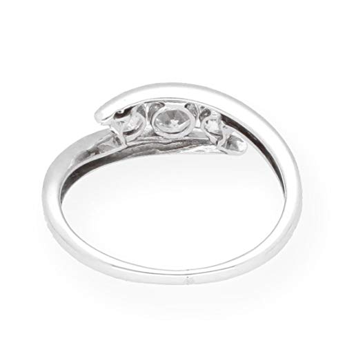 Anillo de oro blanco de 9 quilates con diamantes de imitación de tres piedras (tamaño J) 5 mm más ancho