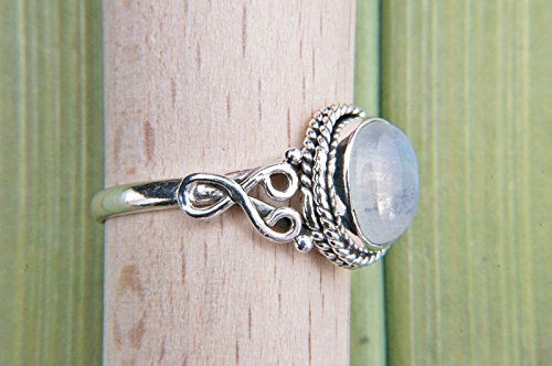 Anillo de plata de ley 925 Piedra de luna (No: MRI 42), Ringgröße:58 mm/Ø 18.5 mm