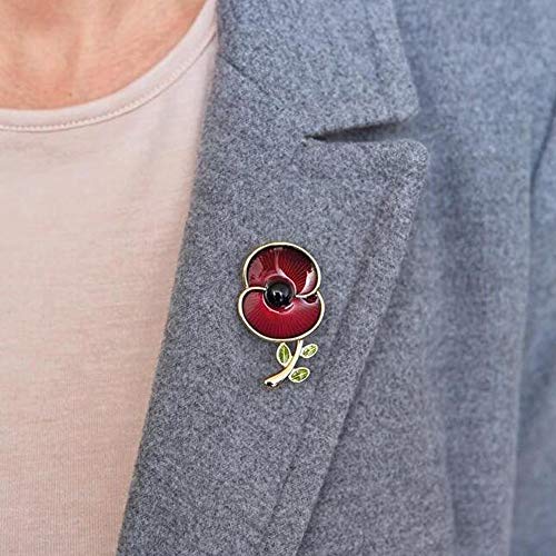 ANLW La Legión Real Británica La Colección De Amapola Esmalte Y Hoja Broche Grande,Gold