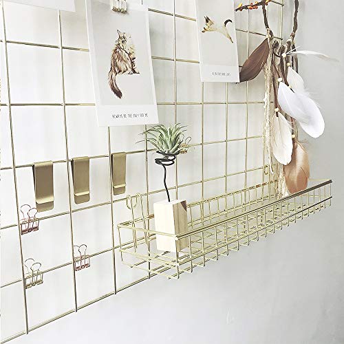 ANZOME - Rejilla de alambre para pared, organizador de joyas multifuncional, marco de metal, marco de malla, expositor de fotos, para Memo, ilustración, fotografía, bala de oro rosa