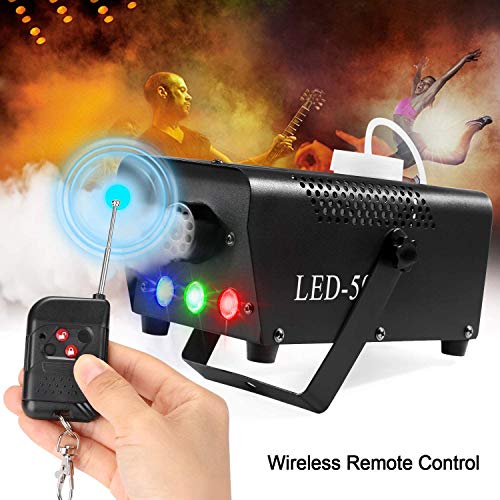 AONCO Máquina de humo 500W RGB LED Luces de efectos de escenario con Control remoto para Matrimonio Cumpleaños Fiesta Partido Teatro Disco DJ