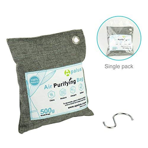 Apalus ® Bolsa de Carbón Activo De Bambú, Deshumidificador Y Purificador De Aire. Ambientador Natural Eficaz y Desodorante para Eliminar los Olores del Automóvil, Armarios,Baños,(500G)