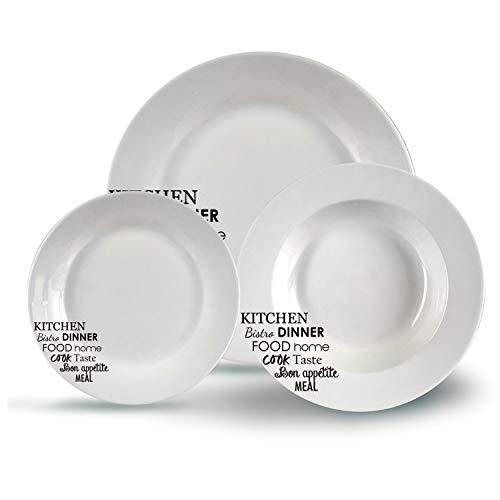 AR Vajilla Porcelana 18 Piezas 6 Servicios Frases, Varios, TU