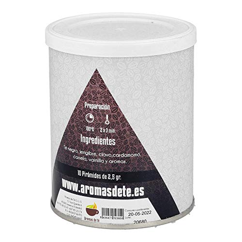 Aromas de Té - Pirámides de Té Negro Pakistan - Contiene Clavo, Canela, Cardámomo, Vainilla, Jengibre y Aromas Naturales - Efecto Digestivo y Antiinflamatorio - Sabor Picante y Fresco - 10 Pirámides