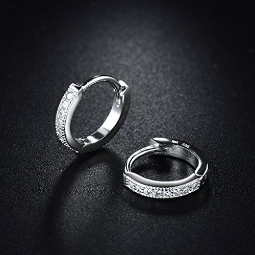 Aros de la marca MASOP, de plata de ley 925 con circonitas de corte redondo, diámetro de 13 mm, para niñas o mujeres