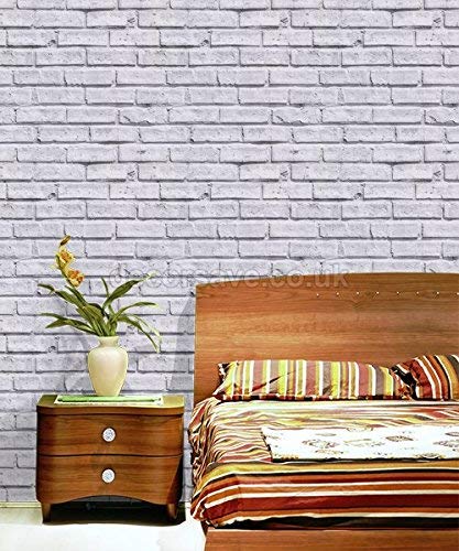 Arthouse 623004 Papel Pintado Ladrillo, Blanco, 53 cm x 10.05 m