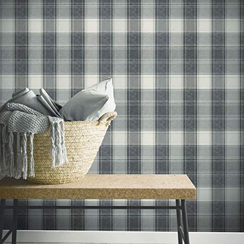 Arthouse 906703 - Papel pintado, diseño de cuadros de tartán, color gris