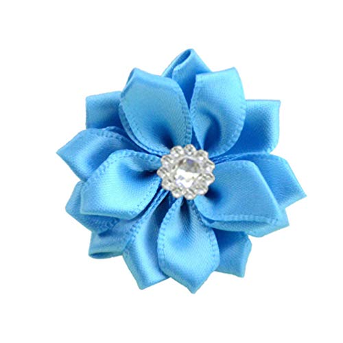 Artibetter Lazos de flores de cinta de raso de 40 piezas con diamantes de imitación adornos de flores de cinta apliques para manualidades decoraciones de boda diy adornos de 4 cm
