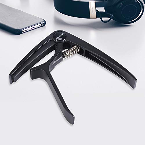 Asmuse Trigger Cejilla Guitarra Electricas Skeleton Capo para Guitarra Española Acustica Folk Ukelele Bajo instrumento Ligero Sola Mano Cambio Fácil y Rápido Aleación de Aluminion de Aluminio