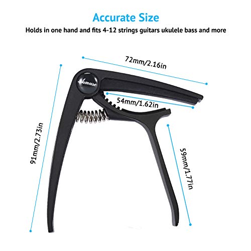 Asmuse Trigger Cejilla Guitarra Electricas Skeleton Capo para Guitarra Española Acustica Folk Ukelele Bajo instrumento Ligero Sola Mano Cambio Fácil y Rápido Aleación de Aluminion de Aluminio