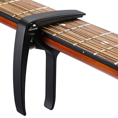 Asmuse Trigger Cejilla Guitarra Electricas Skeleton Capo para Guitarra Española Acustica Folk Ukelele Bajo instrumento Ligero Sola Mano Cambio Fácil y Rápido Aleación de Aluminion de Aluminio