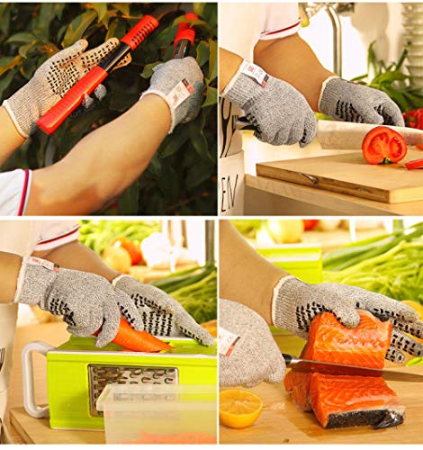 ASNV Guantes Resistentes a Cortes, protección, Seguridad, Cocina, Verduras, Pescado, Matanza, maquinaria Antideslizante.-Antideslizante_L
