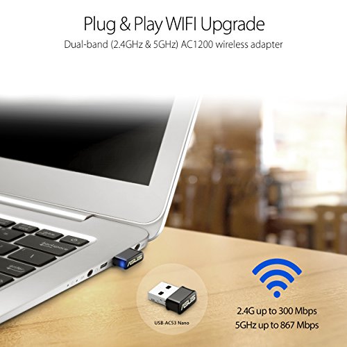 ASUS USB-AC53 Nano - Adaptador inalámbrico USB (Wi-fi, Dual-Band AC1200, MU-MIMO)