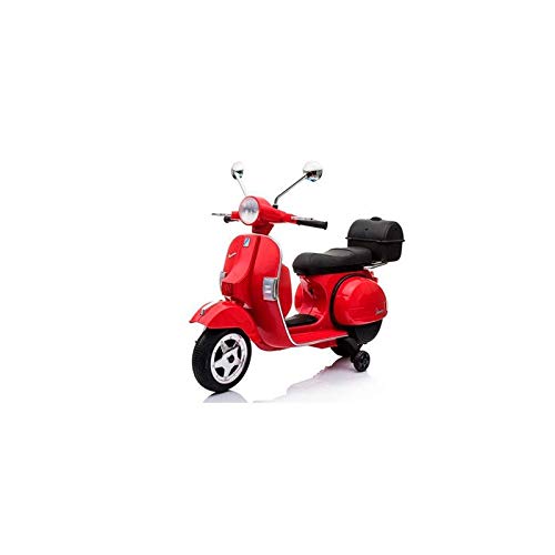 ATAA CARS Vespa clásica Oficial 12v Licencia Piaggio - Rojo - Moto eléctrica para niños hasta 7 años. Batería 12v Coche eléctrico niños