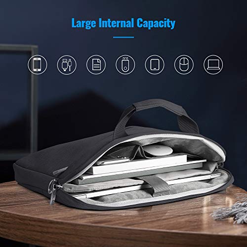 AtailorBird 15.6" Grande Funda Protectora Multifuncional Portátil Hombro Bolsa,Correa Ajustable Maletín de Hombro para Negocio,Bolsa de Blanda-Negro