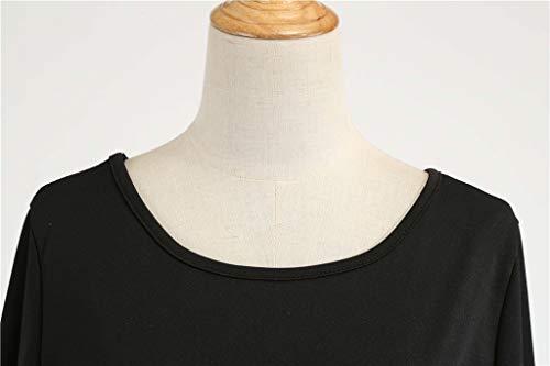 Auifor Vestido Vintage de Manga Larga con Estampado navideño de Espalda Cruzada y Lazo Cruzado para Mujer Vestido de Fiesta de Noche de ama de casa de los años 50（A-Negro/XX-Large）
