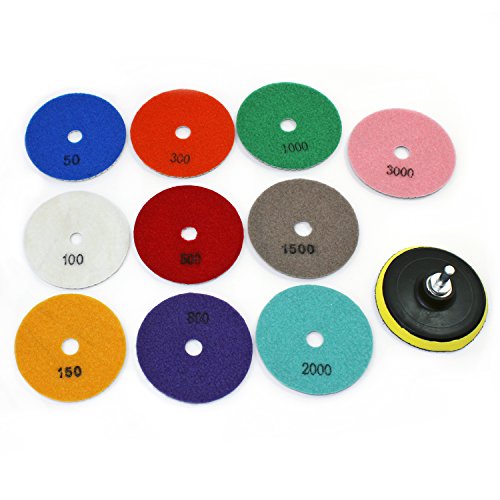 Aussel Diamond Polishing Pad 4 pulgadas húmedo de pulido de rueda conjunto de piedra de hormigón de cerámica de cerámica 11 Piezas