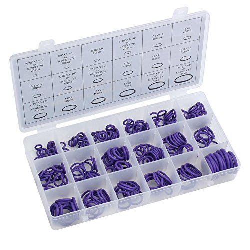 AUTOUTLET 270 piezas O anillos Kit 18 tamaños coche aire acondicionado junta tórica surtido con núcleo de válvula herramienta de extracción para puerta, ventana, electrodomésticos - morado