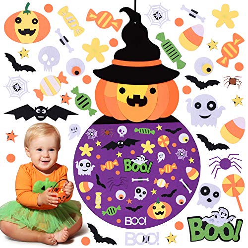 AUTUWT Fieltro Cabeza de Calabaza Adornos Desmontables Colgar en la Pared Decoraciones para niños
