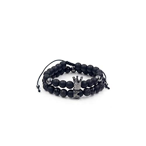Awertaweyt Pulsera de Cuentas, Charms Stone Beads Men Couple Bracelets Jewelry For Women 2Pcs/Set Bangles Sets Masculina Bileklik Pulseira Feminina ZJ1734H