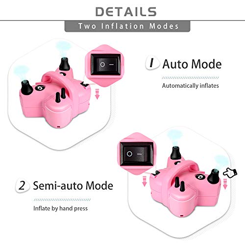Awroutdoor Bomba de Aire Eléctrica Multifuncional para Inflar Globo, Hinchador Electrico, Bomba de Vacío Doméstica, Camas Inflables, Sofás, Bolsas de Almacenamiento - con 5 Boquillas