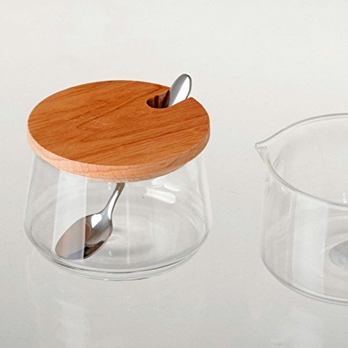 Azucarero lechera moderno transparente de bambú para cocina.