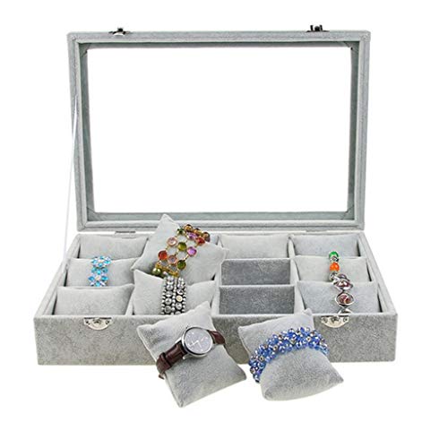 B Blesiya Caja de Almacenamiento Joyería Vitrina de Joyas Accesorios de Laboratorios Producto Comercial - Gris
