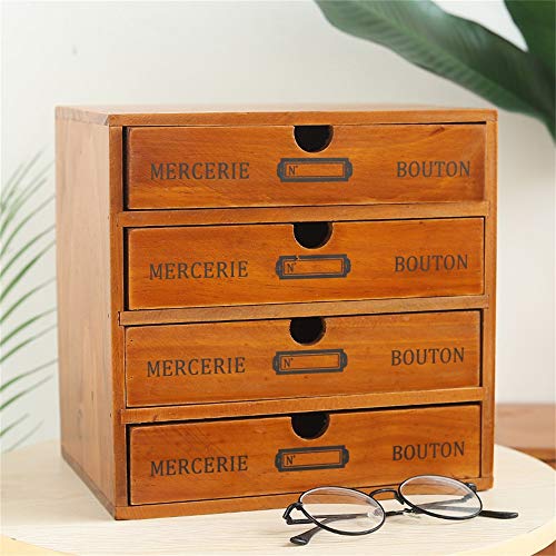 Baffect Caja de Almacenamiento con cajones de Madera Caja de cajones Vintage de 1 Piso Caja de joyería Caja de Madera con Organizador de cajones Mesa de Madera para Almacenamiento, 1 Piso (4 Pisos)