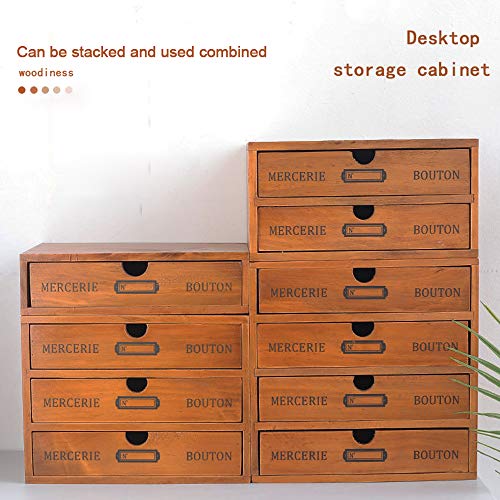 Baffect Caja de Almacenamiento con cajones de Madera Caja de cajones Vintage de 1 Piso Caja de joyería Caja de Madera con Organizador de cajones Mesa de Madera para Almacenamiento, 1 Piso (4 Pisos)