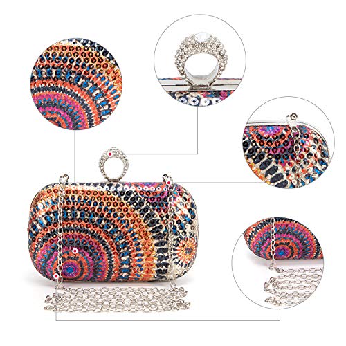 BAIGIO Bolso Fiesta Mujer Lentejuelas, Clutch Bolso de Noche Boda Cartera de Mano Cadena para Ceremonia Novia, Colores