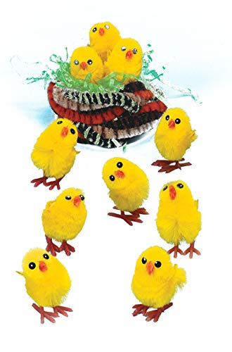 Baker Ross Pollitos de Peluche (Paquete de 12) Perfectos para crear y decorar adornos de Pascua y de Primavera