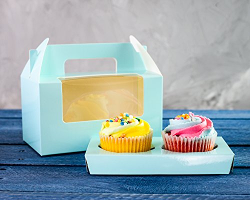 Bakewell's Cake Boxes 10 Cajas para 2 Cupcakes Color Azul