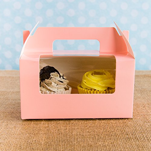 Bakewell's Cake Boxes 10 Cajas para 2 Cupcakes Color Rosa