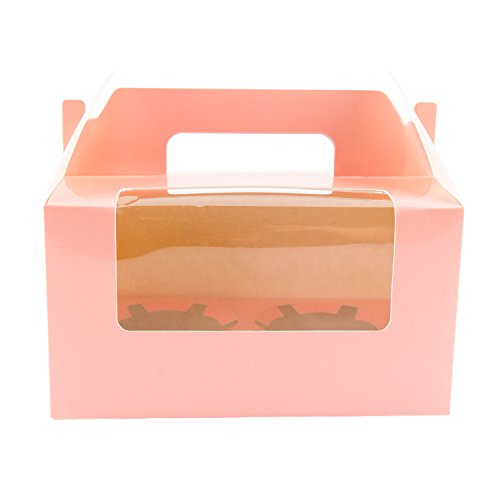 Bakewell's Cake Boxes 10 Cajas para 2 Cupcakes Color Rosa
