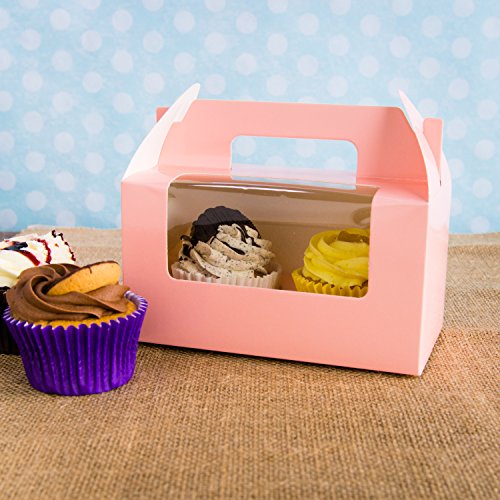 Bakewell's Cake Boxes 10 Cajas para 2 Cupcakes Color Rosa