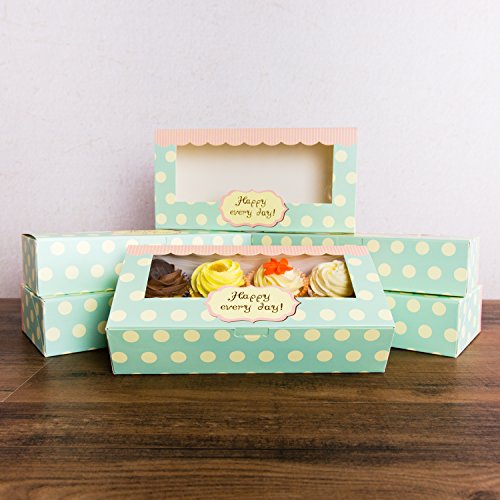 Bakewell's Cake Boxes 10 Cajas para Cupcakes Happy Every Day Party Caja para Llevar (Paquete de 10)